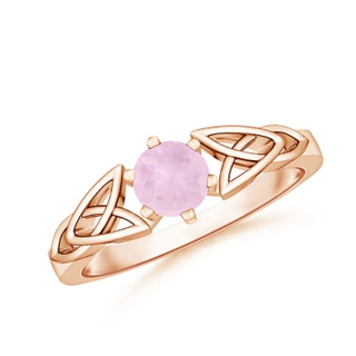 5mm AAA Solitaire Round Rose Quartz Celtic Knot Ring in Rose Gold