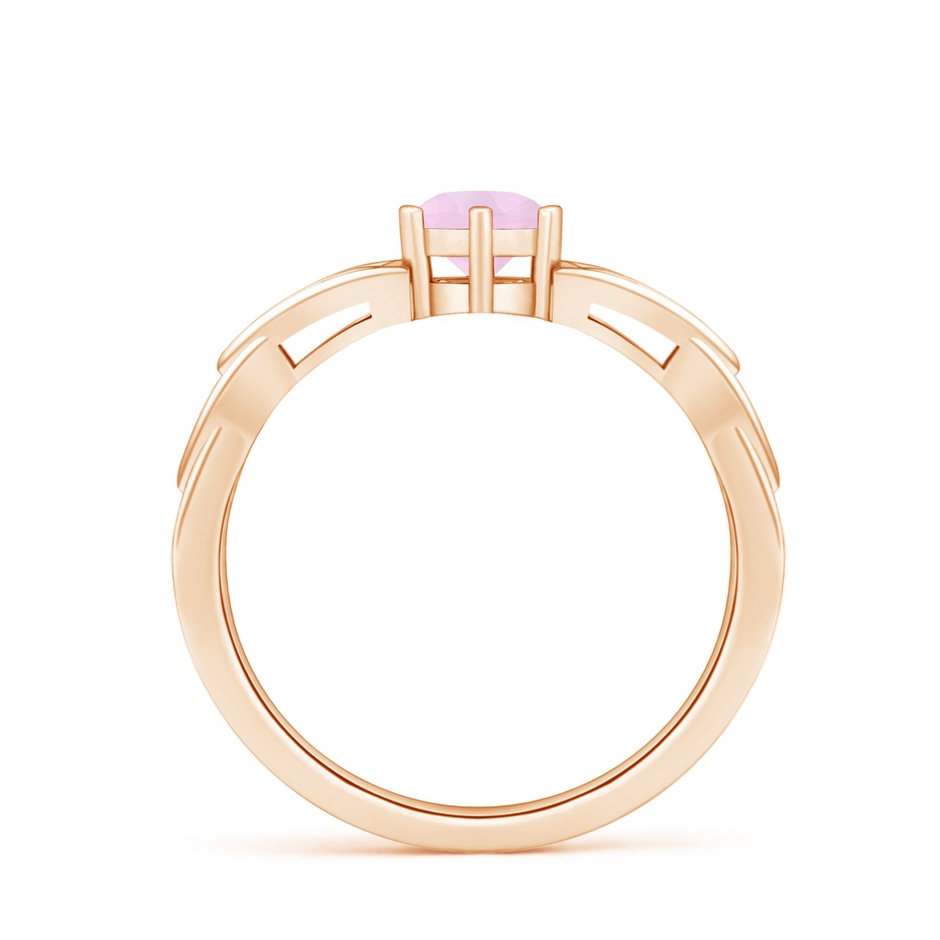 5mm AAA Solitaire Round Rose Quartz Celtic Knot Ring in Rose Gold side 1