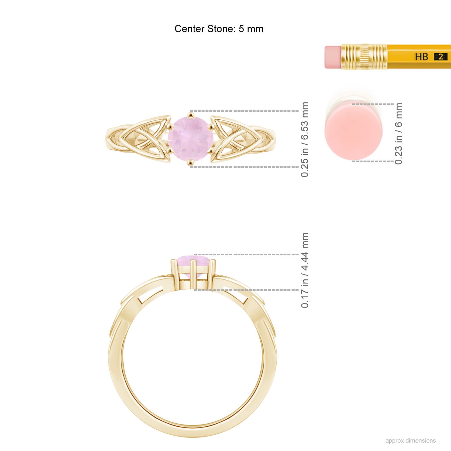 AAA - Rose Quartz / 0.5 CT / 14 KT Yellow Gold