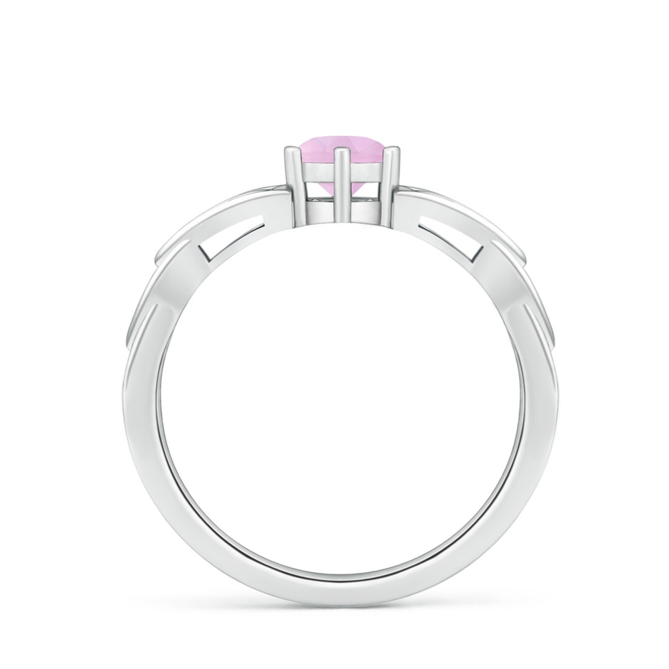 5mm AAAA Solitaire Round Rose Quartz Celtic Knot Ring in P950 Platinum side 1