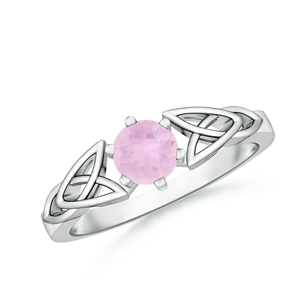 5mm AAAA Solitaire Round Rose Quartz Celtic Knot Ring in S999 Silver
