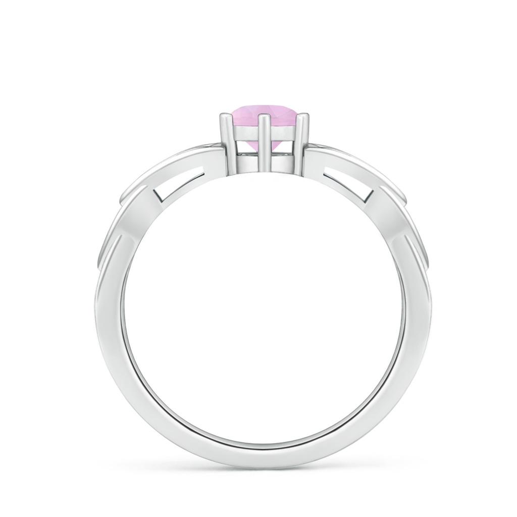 5mm AAAA Solitaire Round Rose Quartz Celtic Knot Ring in S999 Silver - side 1