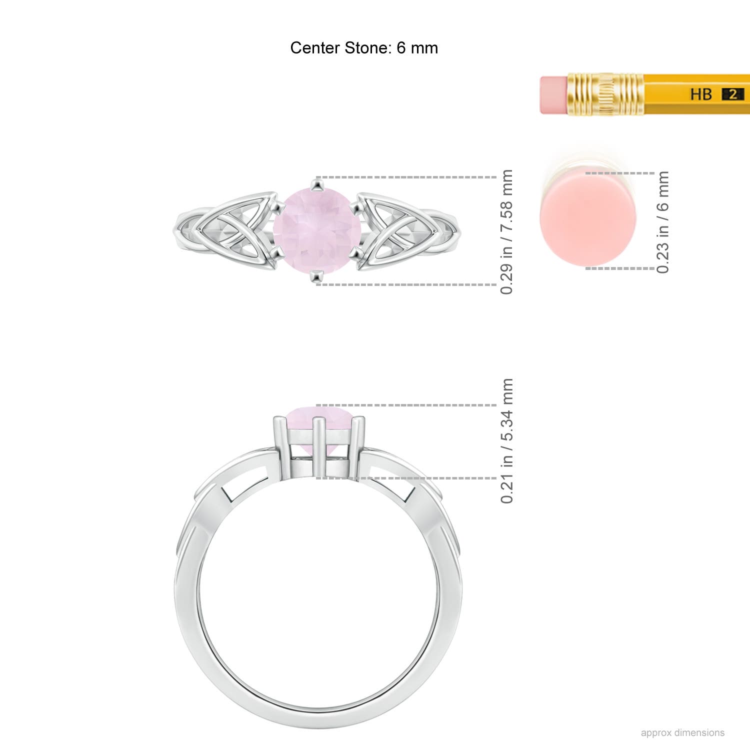 A - Rose Quartz / 0.85 CT / 14 KT White Gold