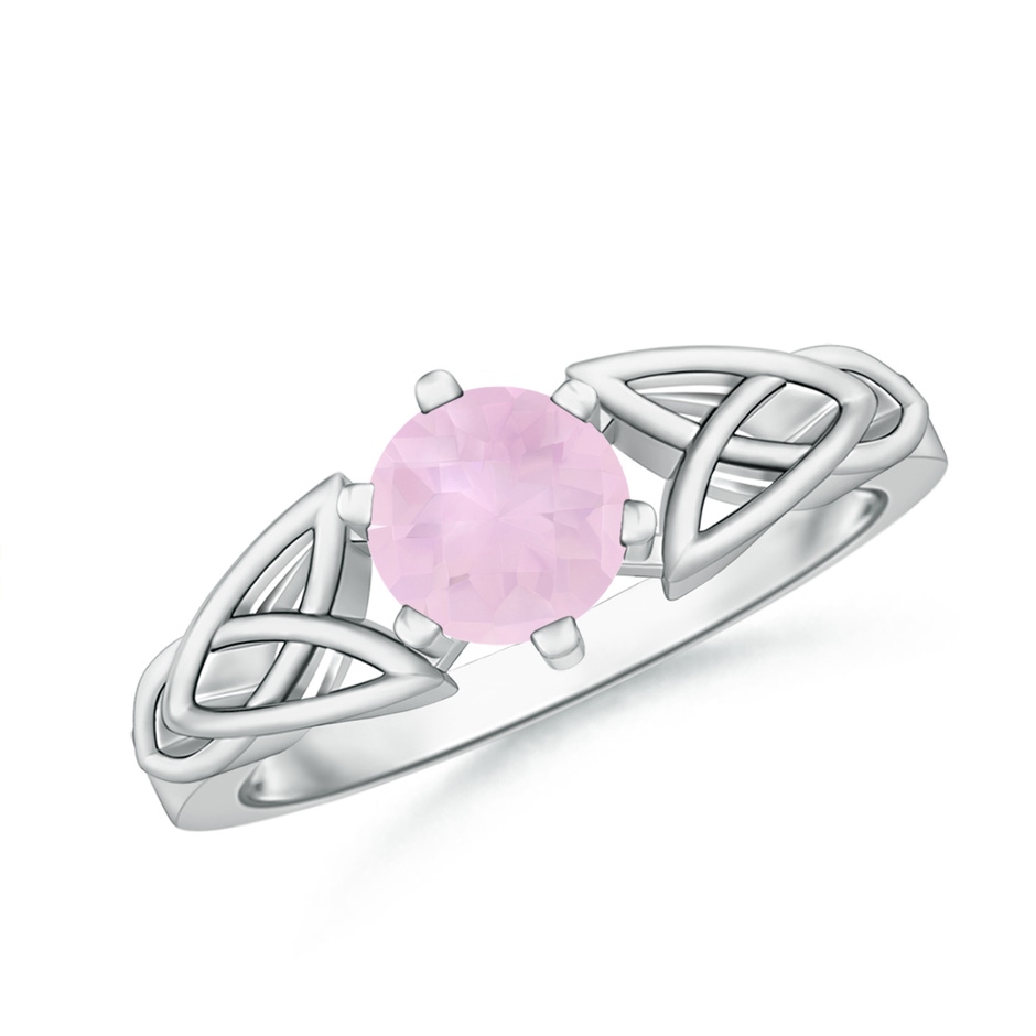 6mm AAA Solitaire Round Rose Quartz Celtic Knot Ring in White Gold 