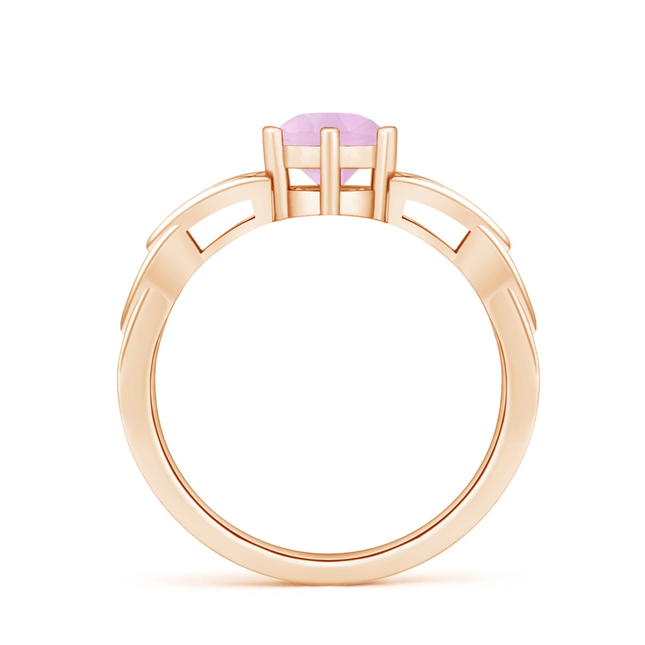 6mm AAAA Solitaire Round Rose Quartz Celtic Knot Ring in Rose Gold side 1