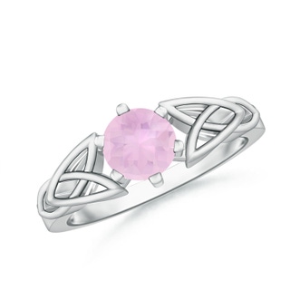 6mm AAAA Solitaire Round Rose Quartz Celtic Knot Ring in S999 Silver