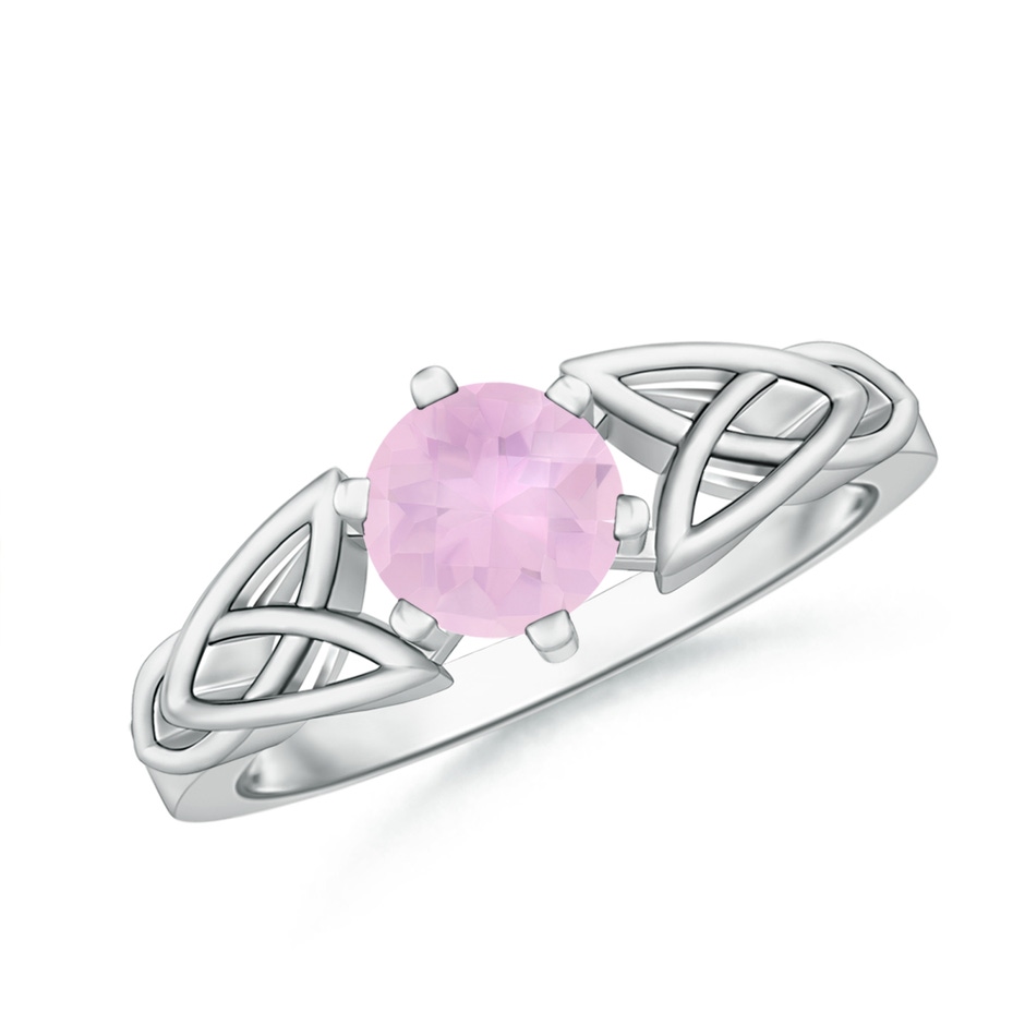 6mm AAAA Solitaire Round Rose Quartz Celtic Knot Ring in S999 Silver 