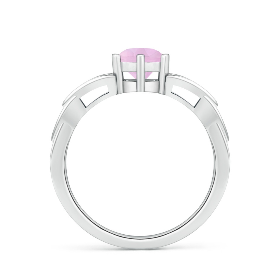 6mm AAAA Solitaire Round Rose Quartz Celtic Knot Ring in S999 Silver side 1