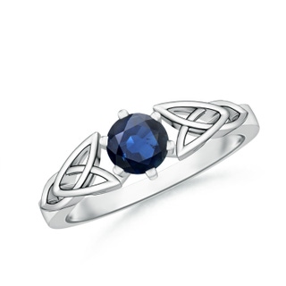 5mm AA Solitaire Round Sapphire Celtic Knot Ring in P950 Platinum