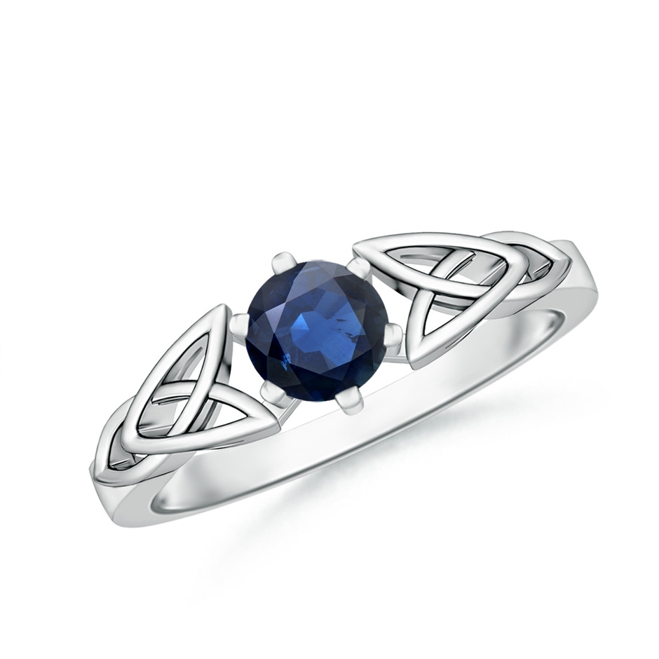 5mm AA Solitaire Round Sapphire Celtic Knot Ring in P950 Platinum 
