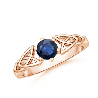 5mm AA Solitaire Round Sapphire Celtic Knot Ring in Rose Gold