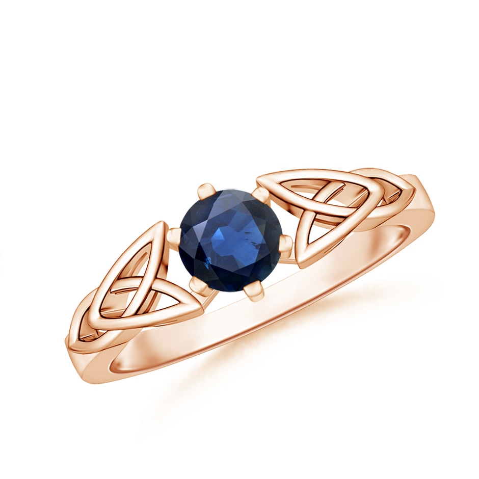 5mm AA Solitaire Round Sapphire Celtic Knot Ring in Rose Gold 