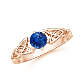 5mm AAA Solitaire Round Sapphire Celtic Knot Ring in 9K Rose Gold