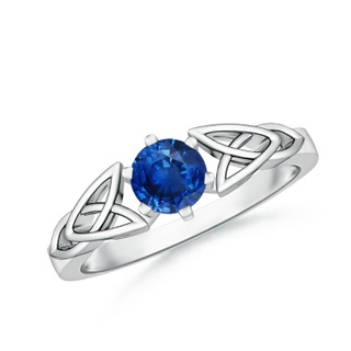 5mm AAA Solitaire Round Sapphire Celtic Knot Ring in P950 Platinum