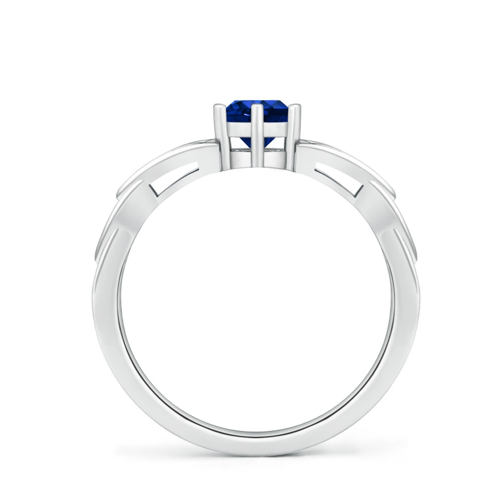 5mm AAAA Solitaire Round Sapphire Celtic Knot Ring in P950 Platinum - side 199