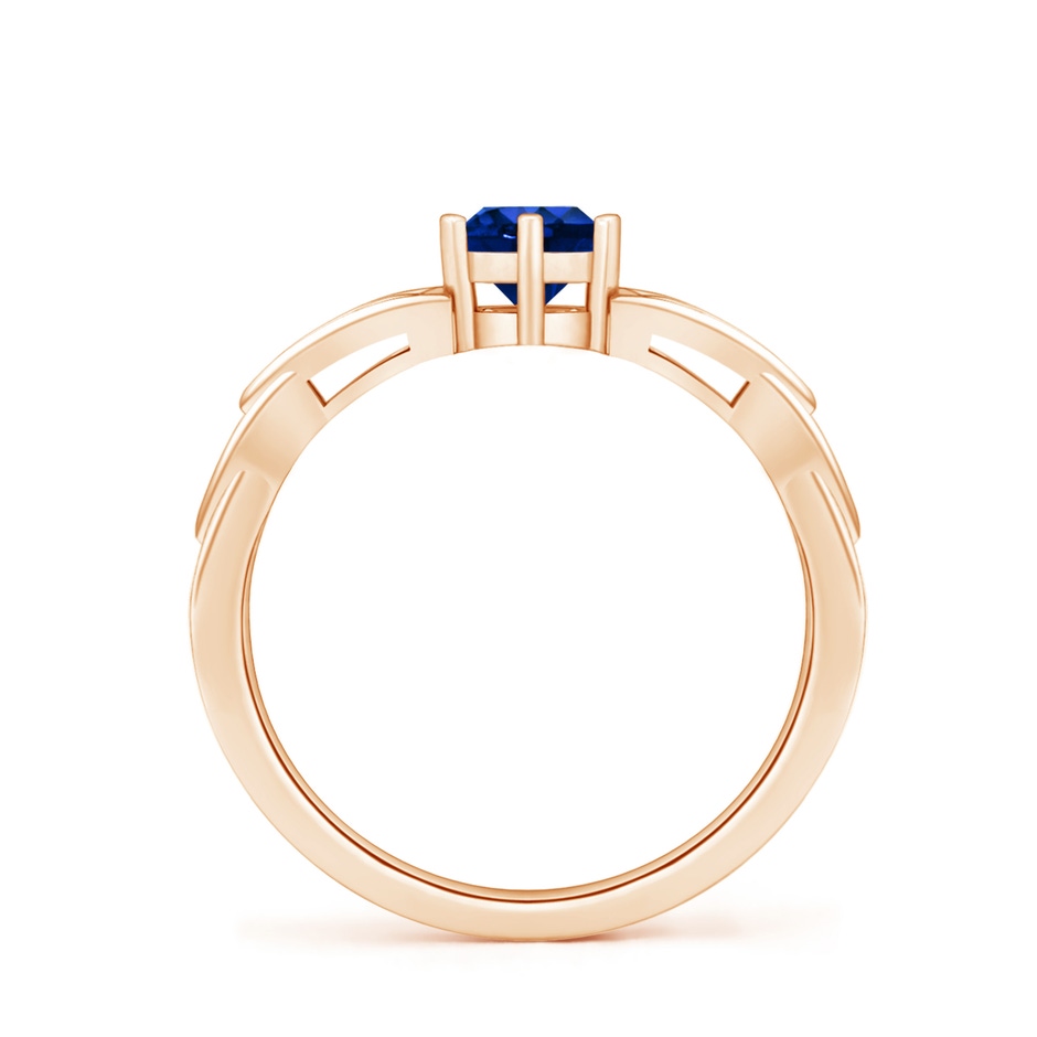 5mm AAAA Solitaire Round Sapphire Celtic Knot Ring in Rose Gold side 199