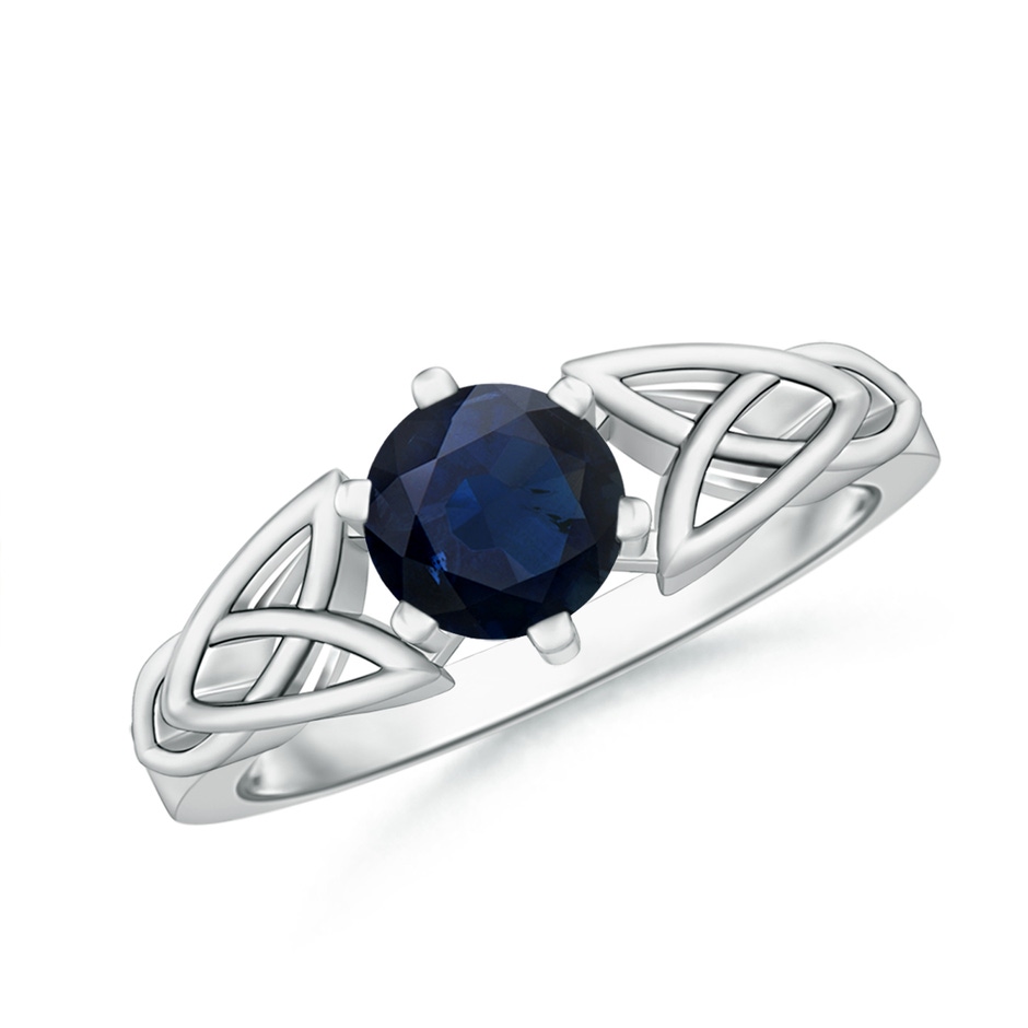 6mm A Solitaire Round Sapphire Celtic Knot Ring in White Gold 