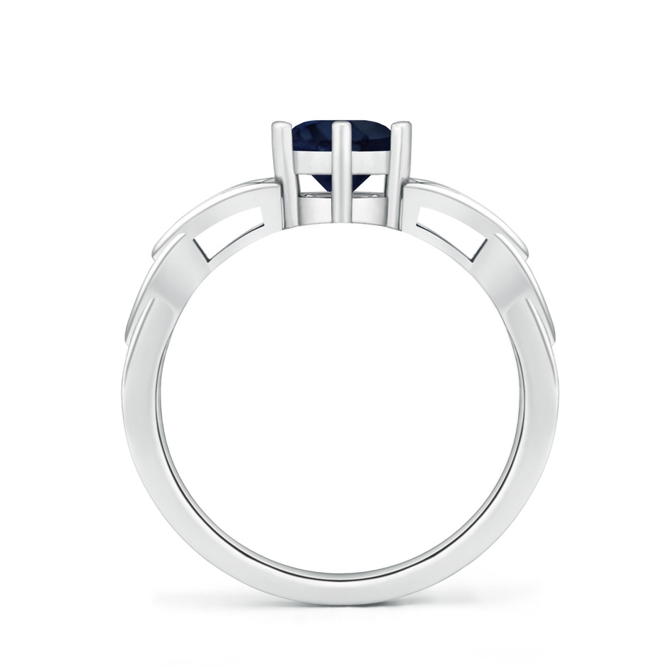 6mm A Solitaire Round Sapphire Celtic Knot Ring in White Gold side 199