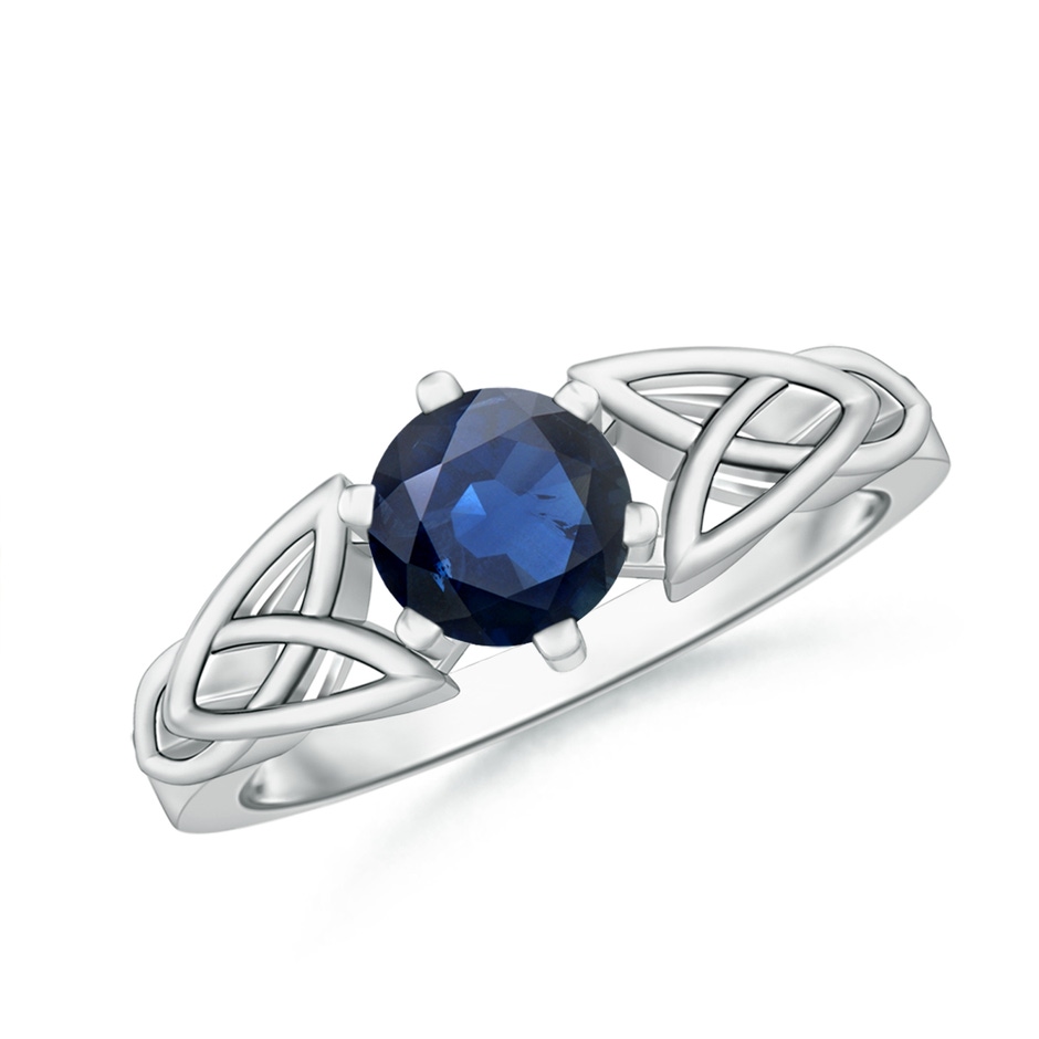 6mm AA Solitaire Round Sapphire Celtic Knot Ring in P950 Platinum 