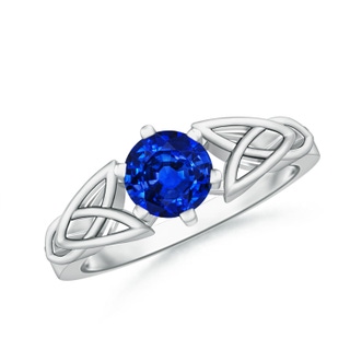 6mm AAAA Solitaire Round Sapphire Celtic Knot Ring in P950 Platinum