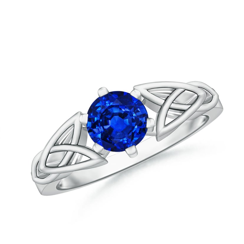 Silvershake Synthetic Blue Sapphire Triquetra Celtic Knot Ring - 925 Sterling Silver, September Birthstone