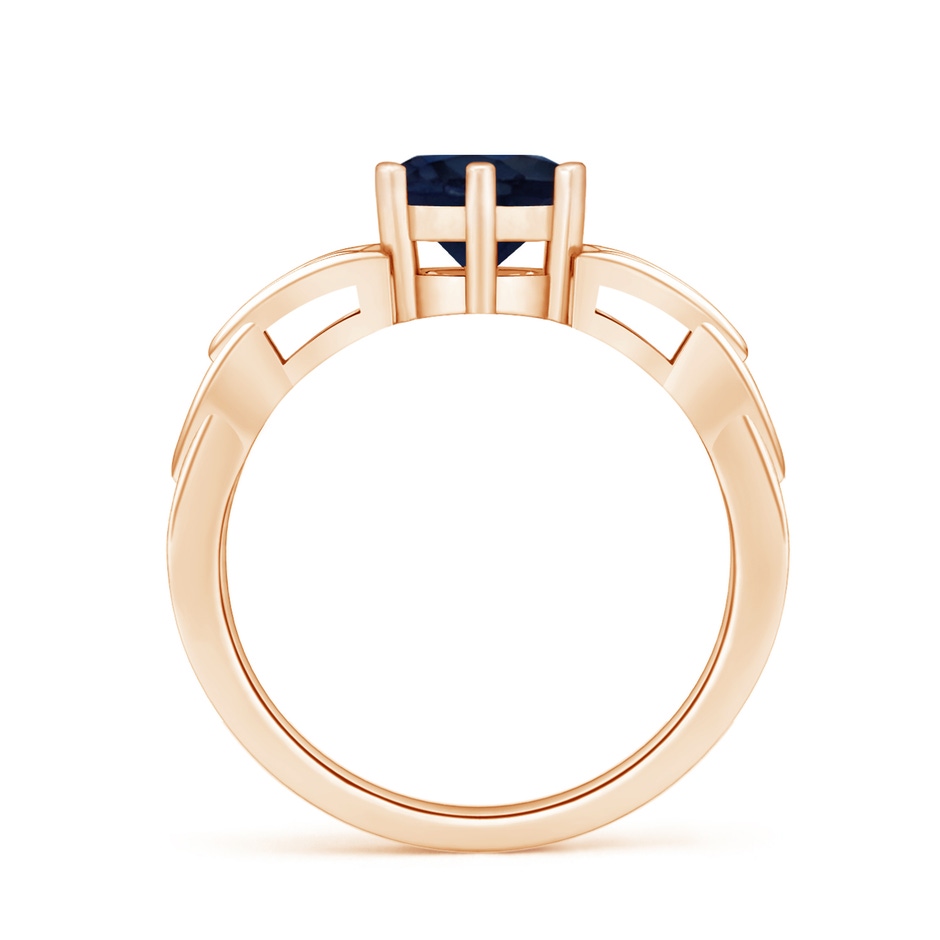 7mm A Solitaire Round Sapphire Celtic Knot Ring in Rose Gold side 199