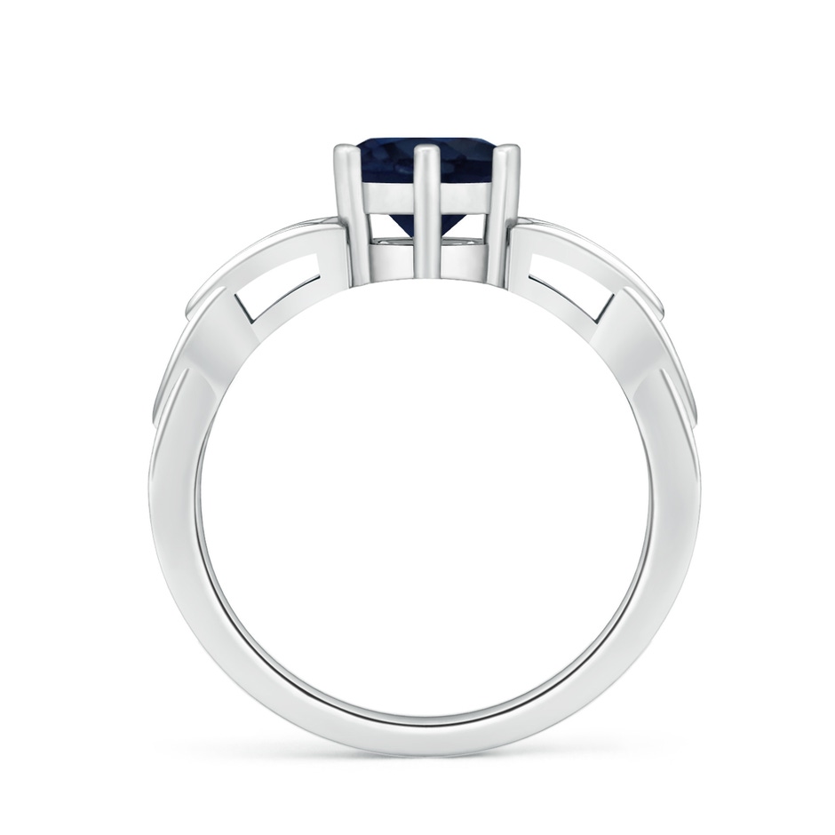 7mm A Solitaire Round Sapphire Celtic Knot Ring in White Gold side 199