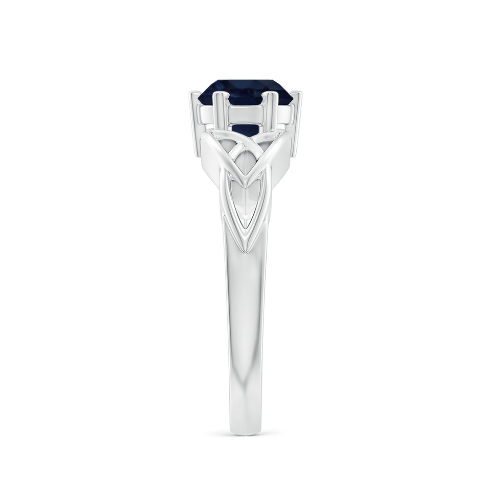 7mm A Solitaire Round Sapphire Celtic Knot Ring in White Gold side 299