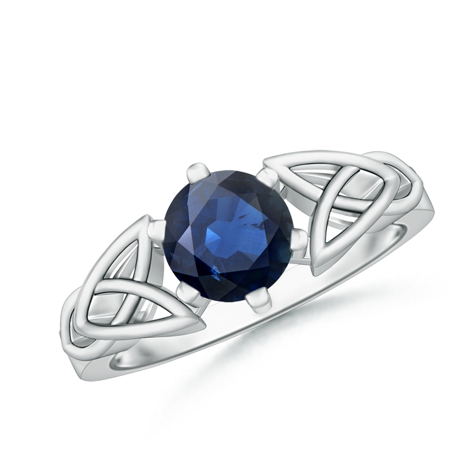 7mm AA Solitaire Round Sapphire Celtic Knot Ring in P950 Platinum 