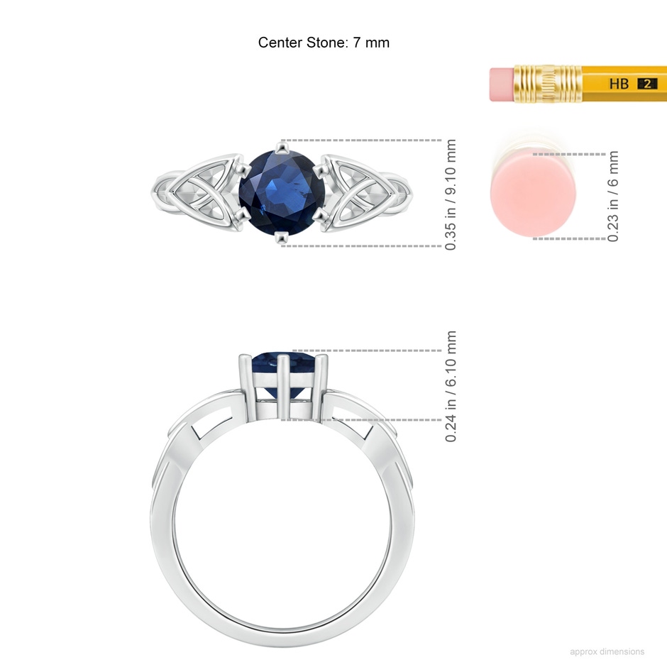 7mm AA Solitaire Round Sapphire Celtic Knot Ring in P950 Platinum ruler