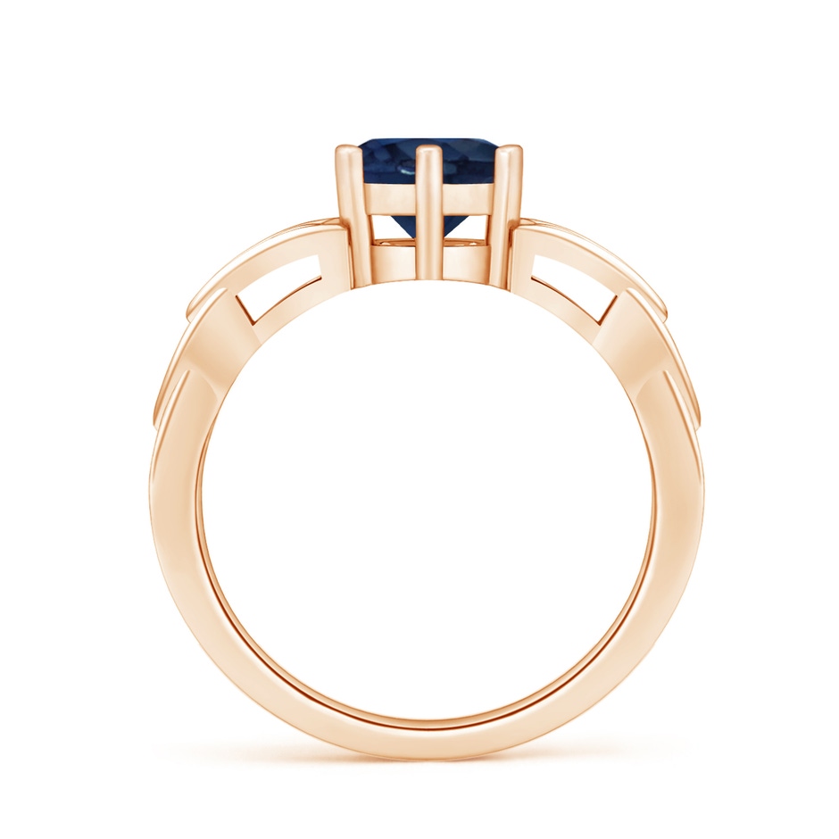 7mm AA Solitaire Round Sapphire Celtic Knot Ring in Rose Gold side 199