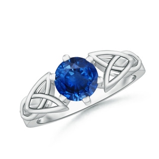 7mm AAA Solitaire Round Sapphire Celtic Knot Ring in P950 Platinum