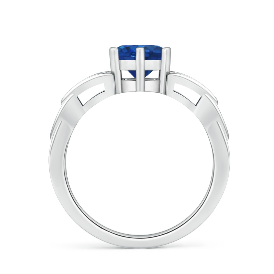 7mm AAA Solitaire Round Sapphire Celtic Knot Ring in White Gold side 199