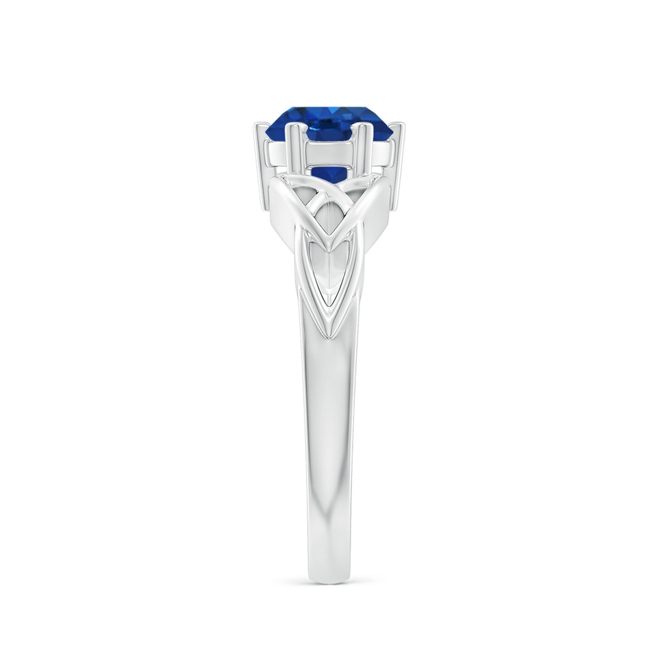 7mm AAA Solitaire Round Sapphire Celtic Knot Ring in White Gold side 299