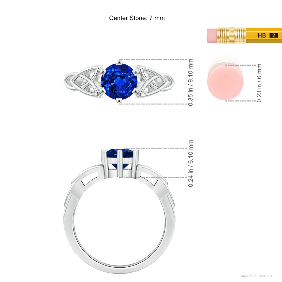 7mm AAAA Solitaire Round Sapphire Celtic Knot Ring in P950 Platinum ruler