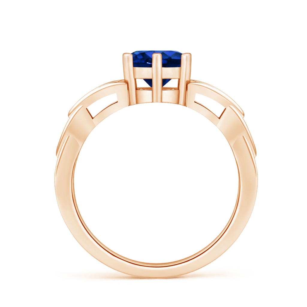 7mm Lab-Grown Solitaire Round Sapphire Celtic Knot Ring in Rose Gold - side 199