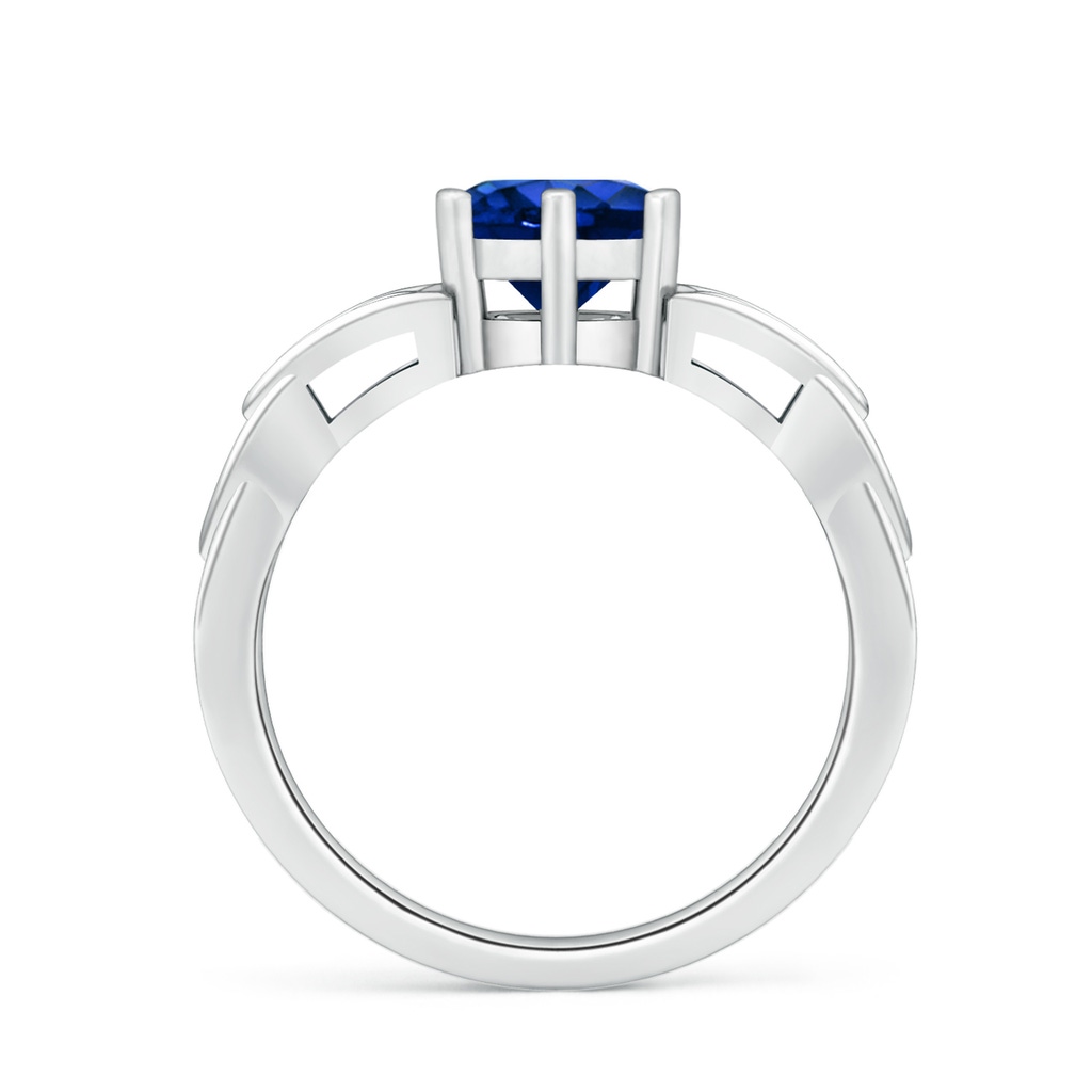 7mm Lab-Grown Solitaire Round Sapphire Celtic Knot Ring in White Gold - side 199