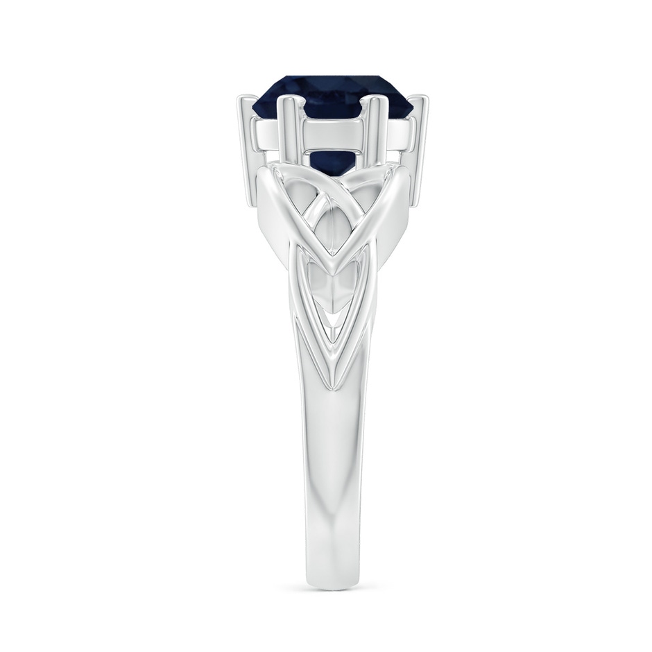 8mm A Solitaire Round Sapphire Celtic Knot Ring in White Gold side 299