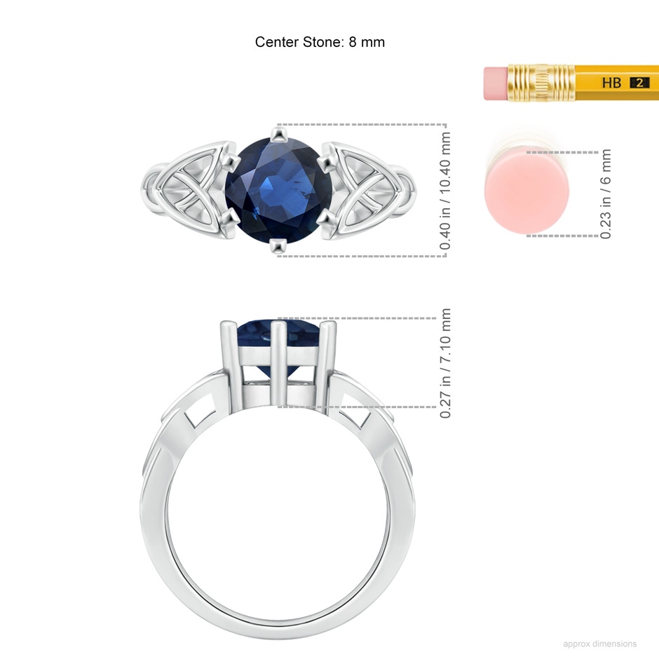 8mm AA Solitaire Round Sapphire Celtic Knot Ring in P950 Platinum ruler