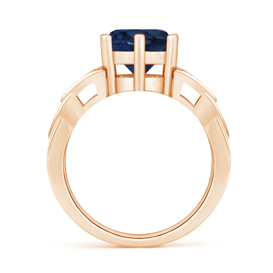 8mm AA Solitaire Round Sapphire Celtic Knot Ring in Rose Gold side 199