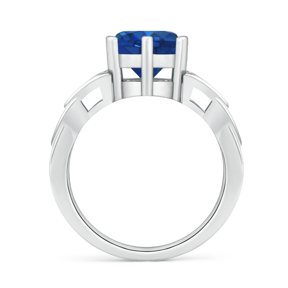 8mm AAA Solitaire Round Sapphire Celtic Knot Ring in White Gold side 199