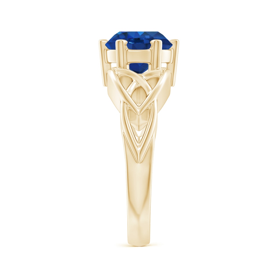 8mm AAA Solitaire Round Sapphire Celtic Knot Ring in Yellow Gold side 299
