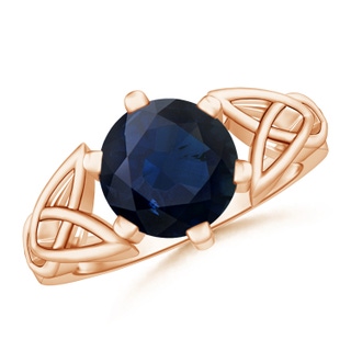 9mm A Solitaire Round Sapphire Celtic Knot Ring in 10K Rose Gold