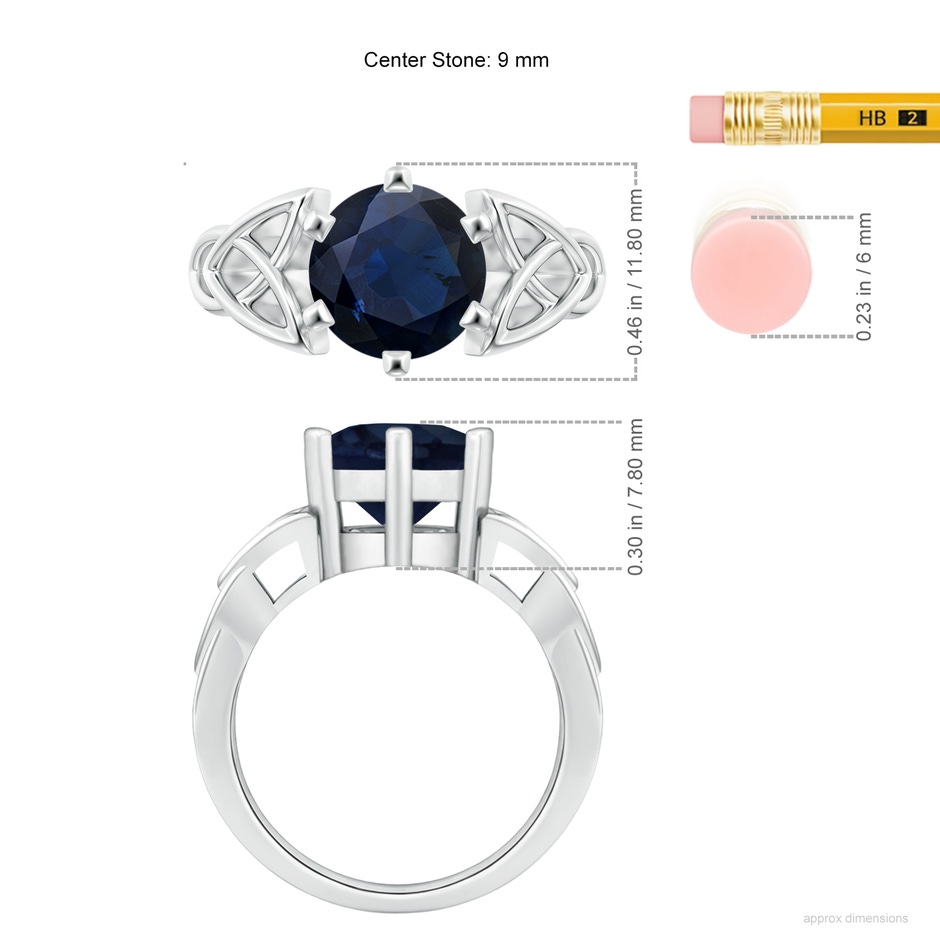 9mm A Solitaire Round Sapphire Celtic Knot Ring in P950 Platinum ruler