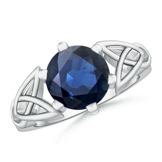 9mm AA Solitaire Round Sapphire Celtic Knot Ring in P950 Platinum