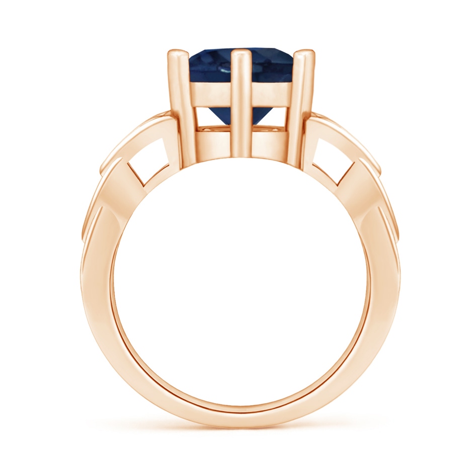 9mm AA Solitaire Round Sapphire Celtic Knot Ring in Rose Gold side 199
