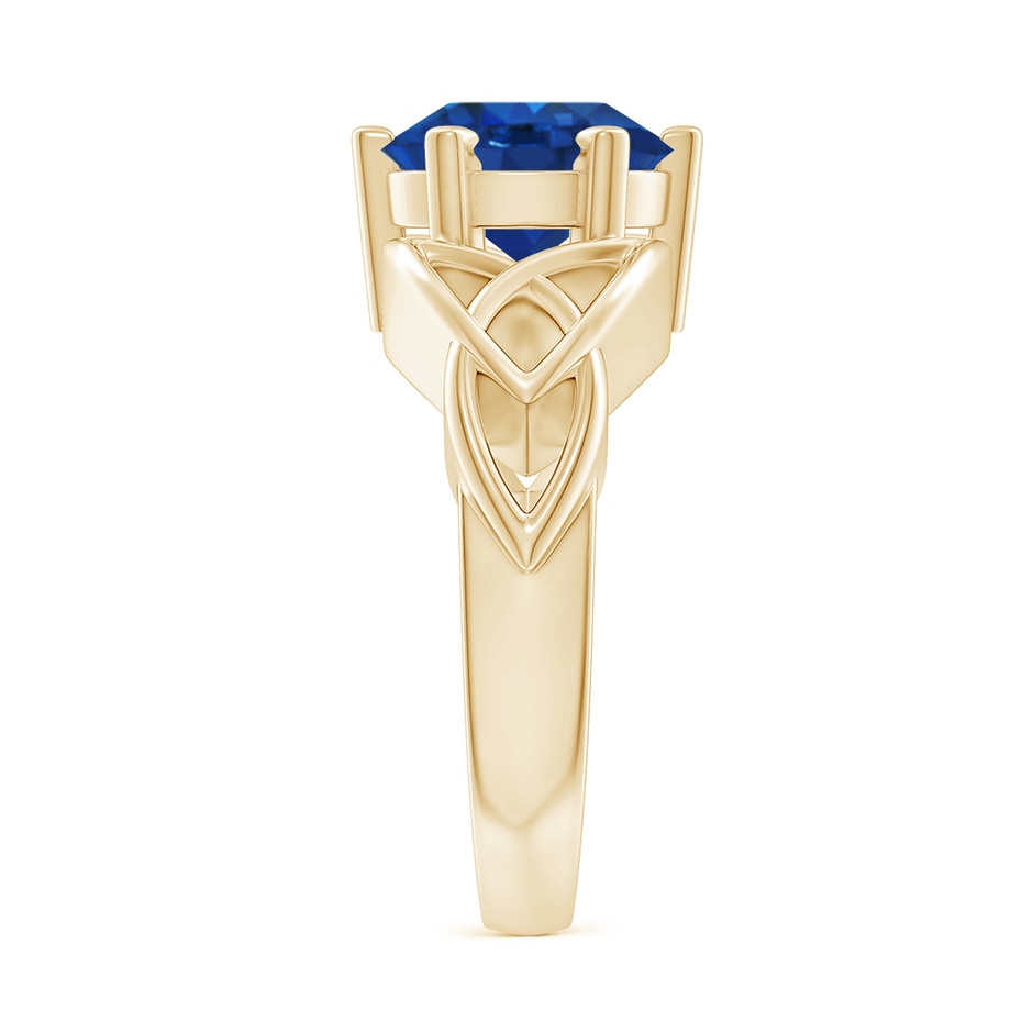 9mm AAA Solitaire Round Sapphire Celtic Knot Ring in Yellow Gold side 299