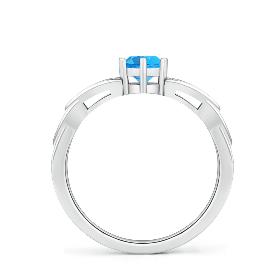 5mm AAA Solitaire Round Swiss Blue Topaz Celtic Knot Ring in 18K White Gold side 199