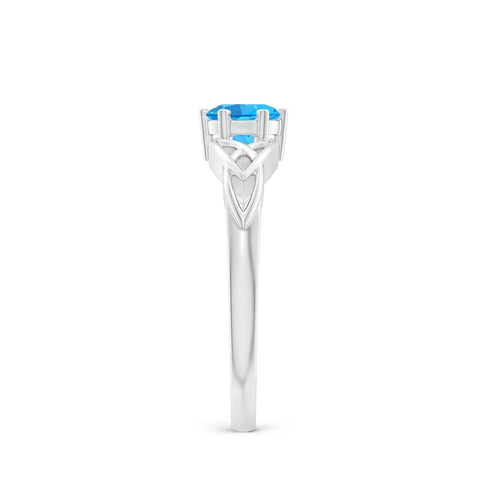 5mm AAA Solitaire Round Swiss Blue Topaz Celtic Knot Ring in 18K White Gold side 299