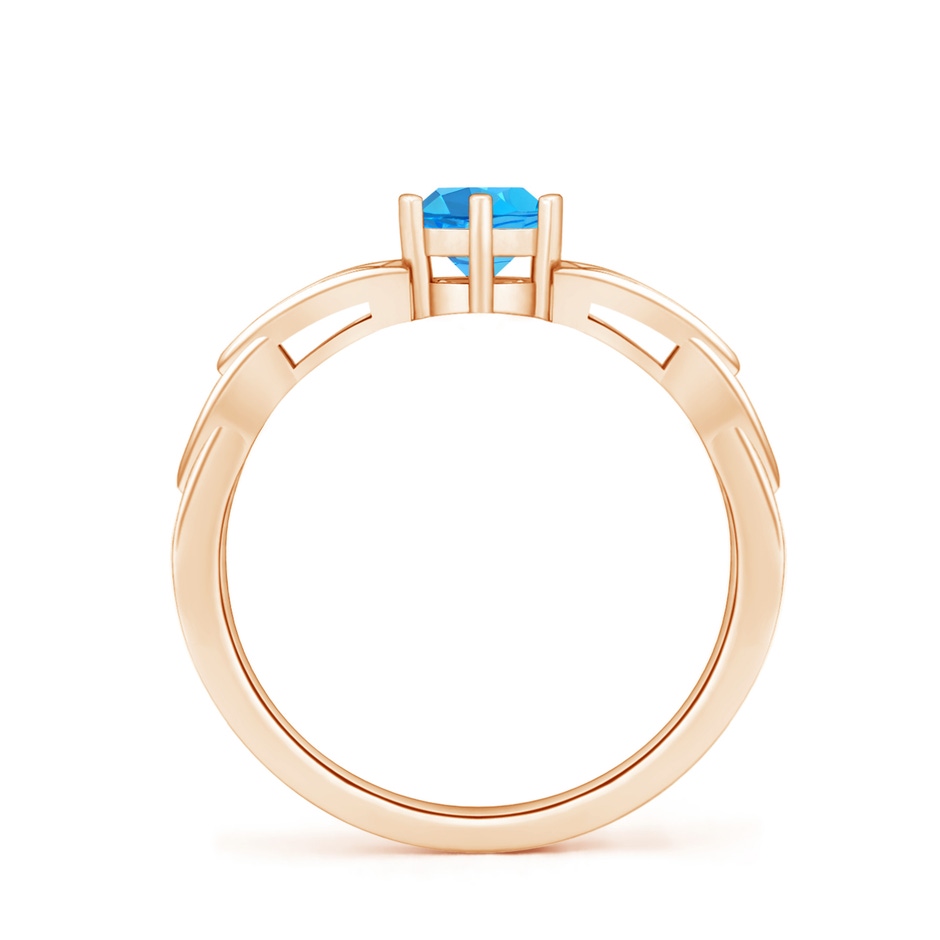 5mm AAA Solitaire Round Swiss Blue Topaz Celtic Knot Ring in Rose Gold side 199